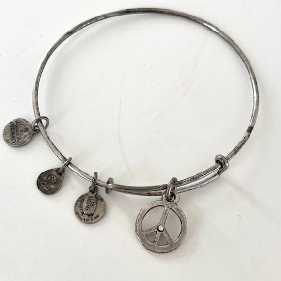 Alex & Ani Silver Peace Sign Bangle - Picture 2 of 2